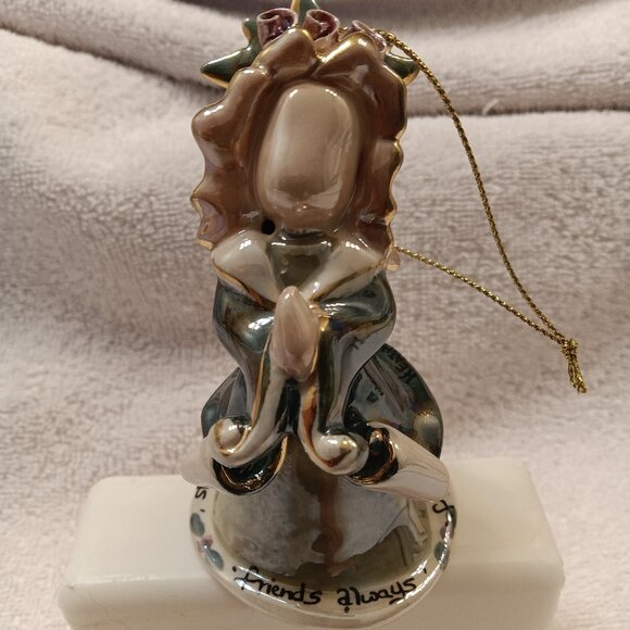 NIB: VINTAGE CLAYWORKS CERAMIC ORNAMENT "Friends Always - Green" - SA20287 - Picture 1 of 5